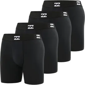 Billabong Mens Boxer Briefs 4 Pack Long Leg Performance Compression Shorts Mens Underwear 7.5?? Inseam
