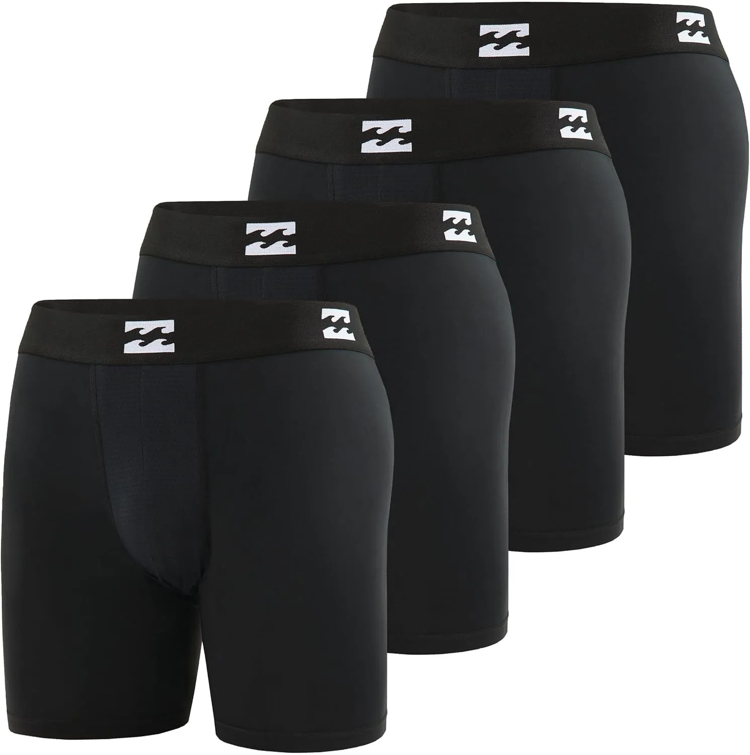 Billabong Mens Boxer Briefs 4 Pack Long Leg Performance Compression Shorts Mens Underwear 7.5?? Inseam