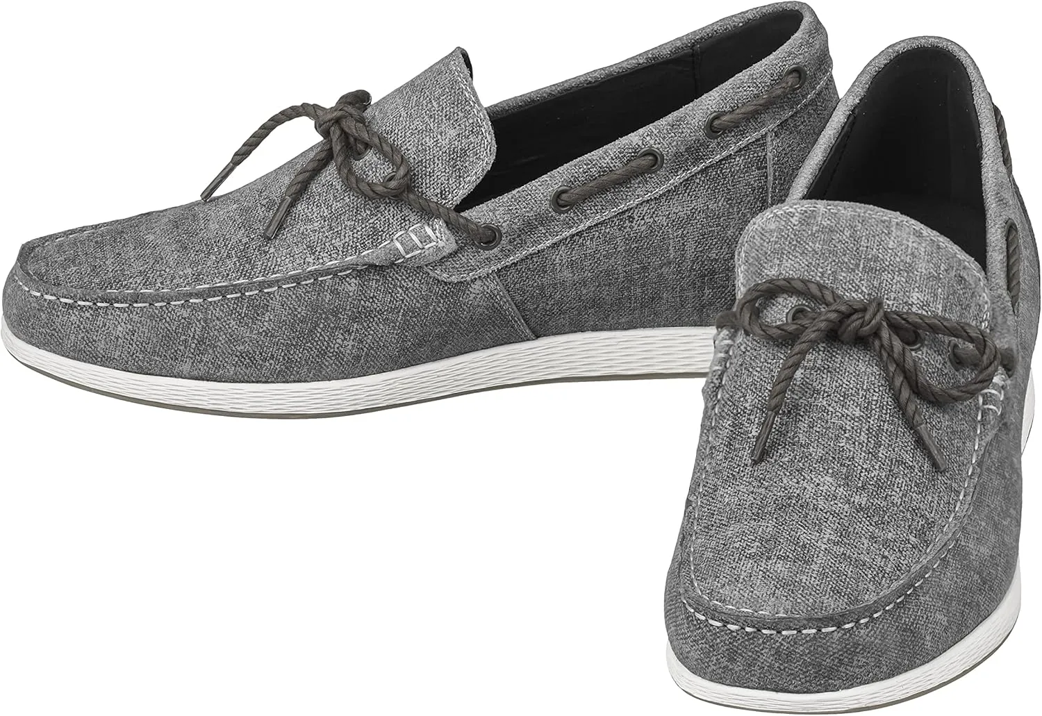 CALTO Men's Invisible Height Increasing Elevator Shoes - Grey Denim Slip-on Lightweight Casual Loafers - 2.4 Inches Taller - S1101 - Size 9 D(M) US