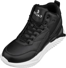 CALTO Men's Invisible Height Increasing Elevator Trainer Shoes - Black Lace-up Lightweight Fashion High-Top Sneakers - 4 Inches Taller - S3060 - Size 10 D(M) US