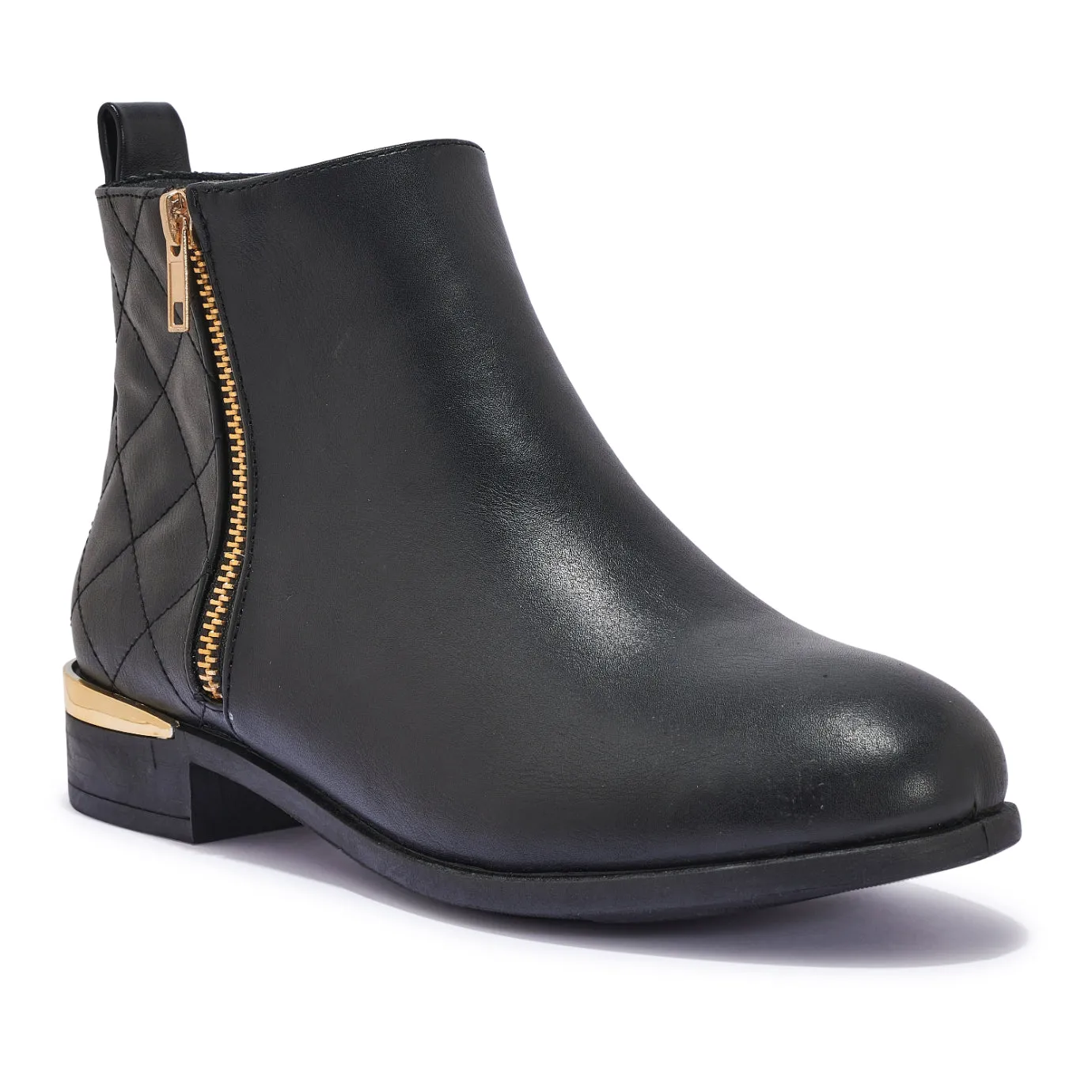CHAT2 GOLD ZIP DETAIL QUILTED CHELSEA BOOTS