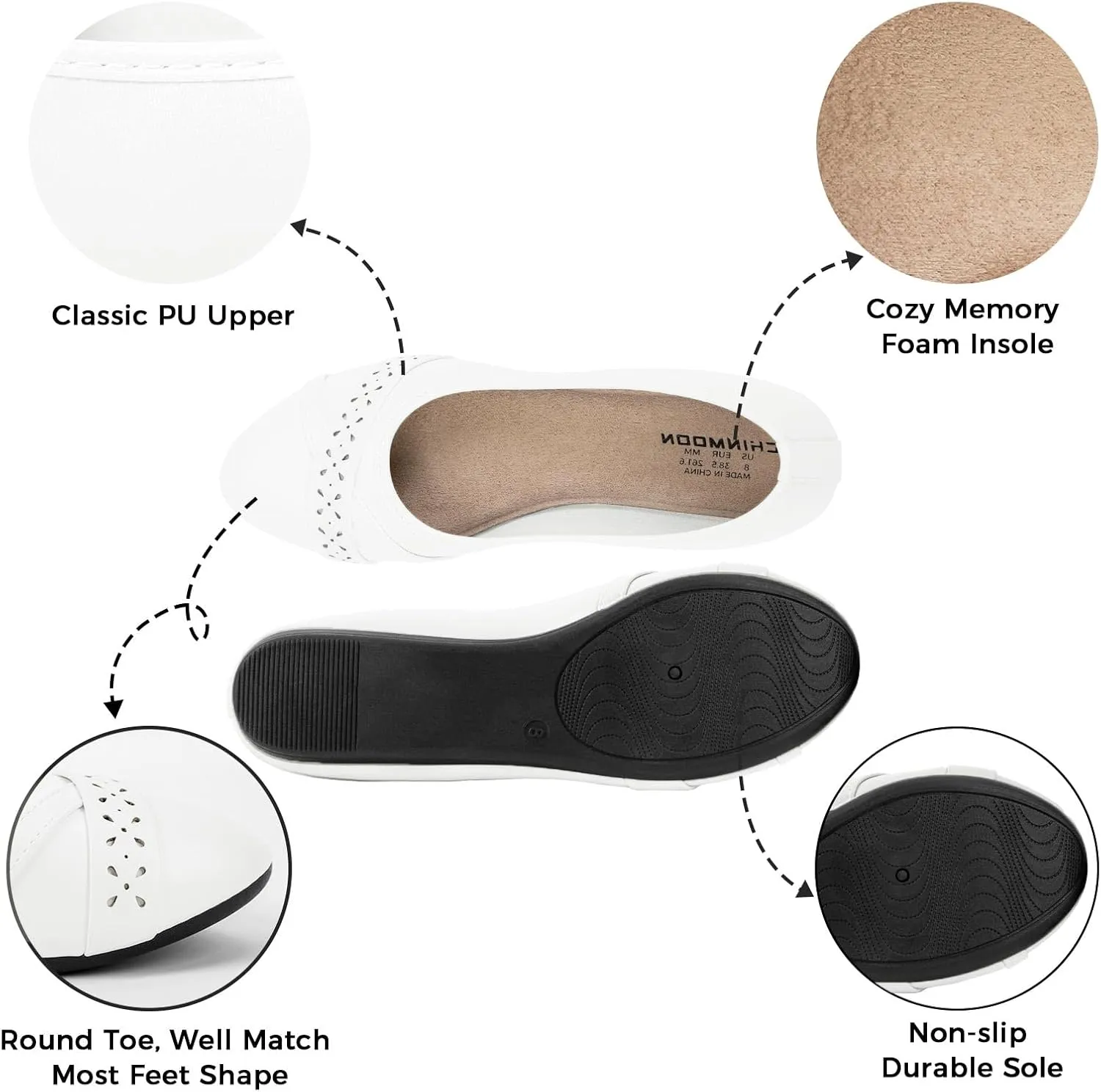 CHINMOON Women's Ballet Flats Comfortable Dressy Walking Dress Casual Shoes