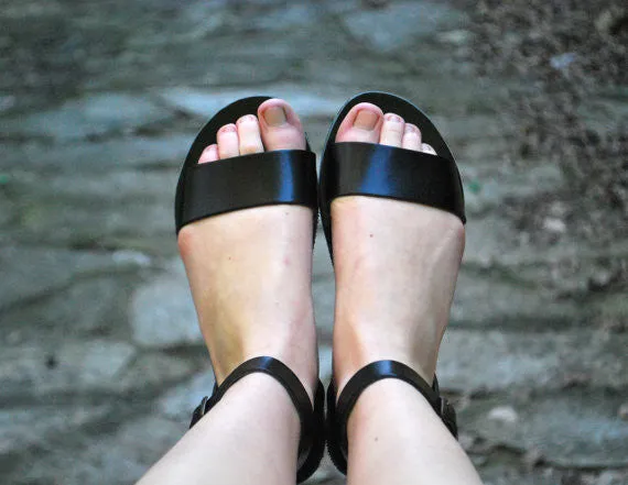 City Sophia ankle strap leather sandals