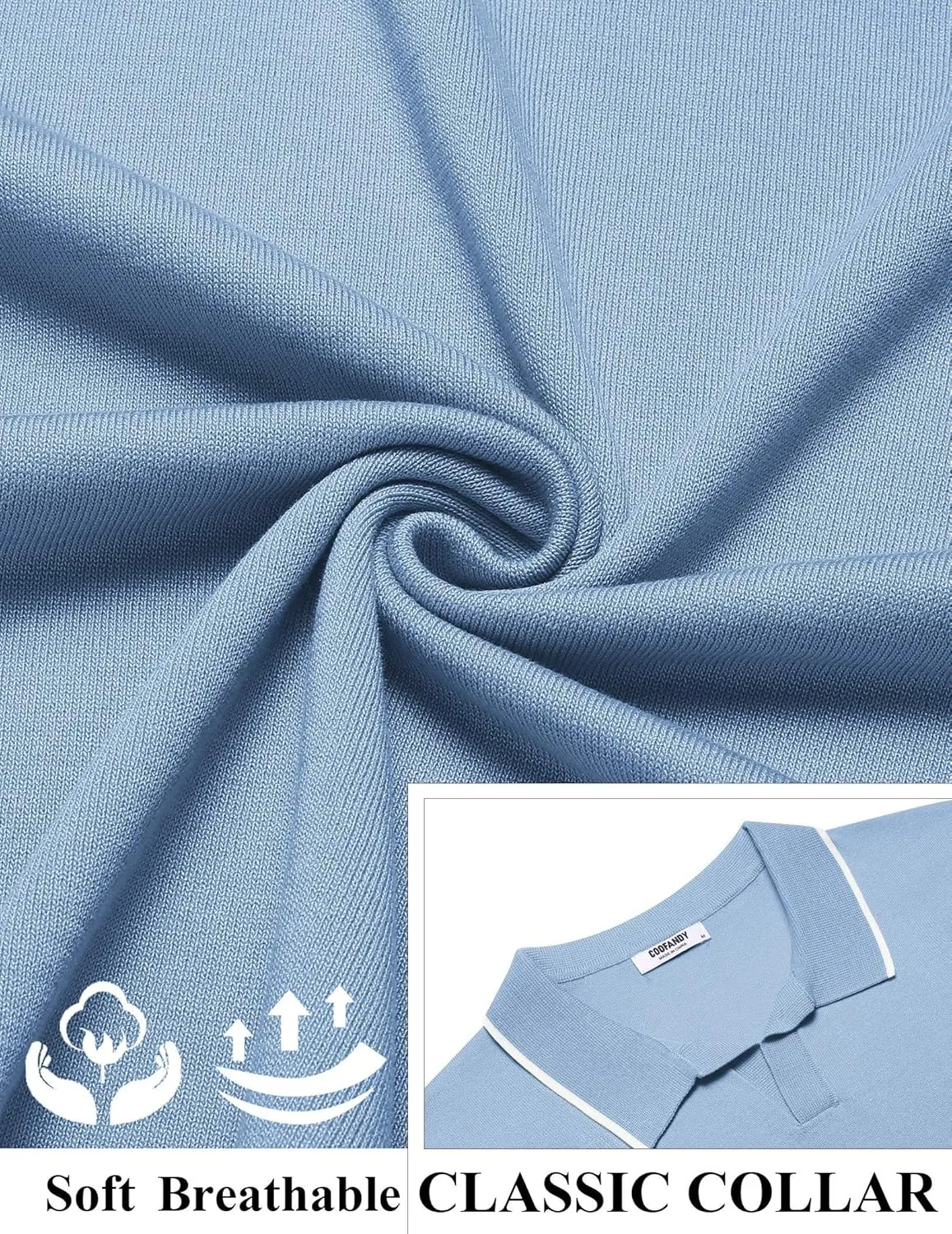 COOFANDY Mens Polo Shirts Short Sleeve Casual Knit Polo Shirt Vintage Golf T Shirts Old Money Tops