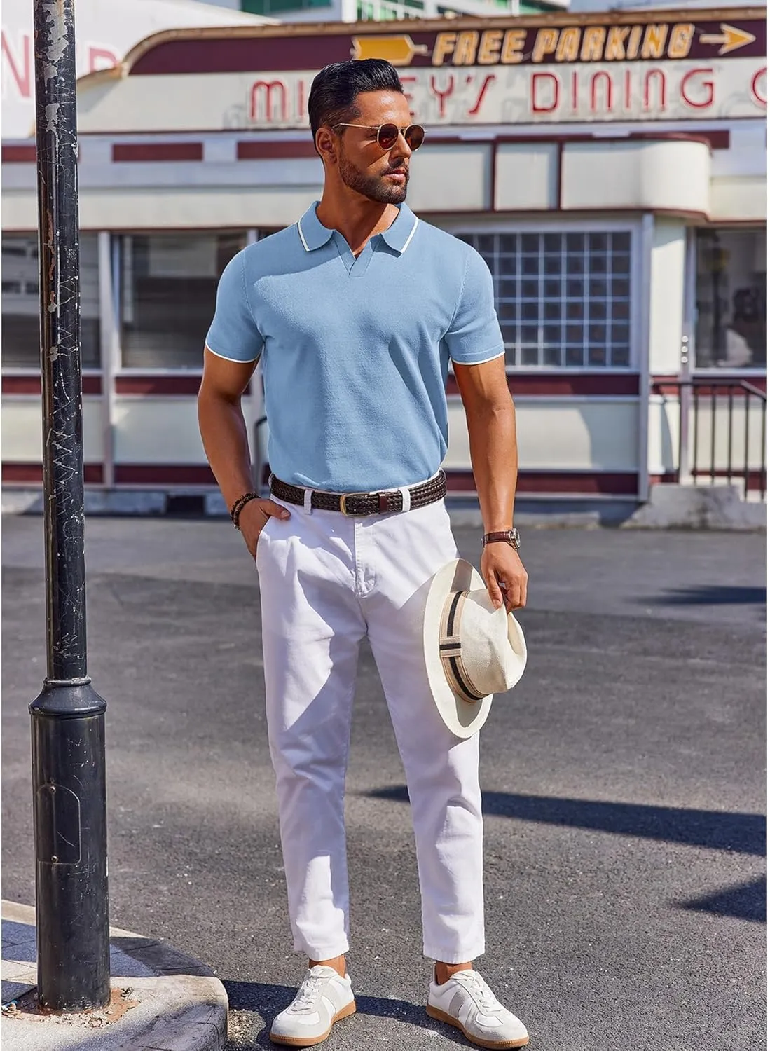 COOFANDY Mens Polo Shirts Short Sleeve Casual Knit Polo Shirt Vintage Golf T Shirts Old Money Tops