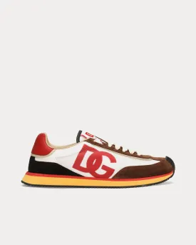 DG Cushion Mixed Material White / Brown / Red Low Top Sneakers