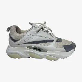 Dior men's B22 white leather sneakers with grey accents