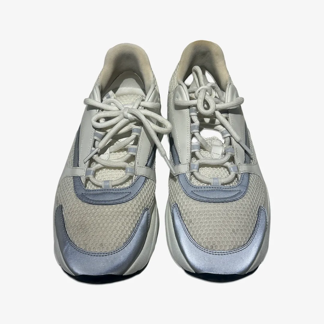 Dior men's B22 white leather sneakers with grey accents