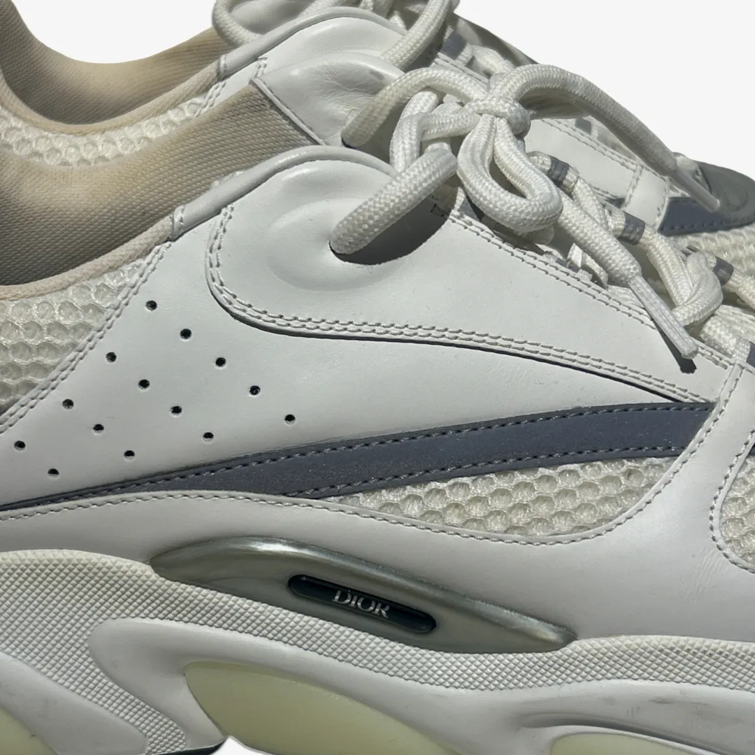 Dior men's B22 white leather sneakers with grey accents