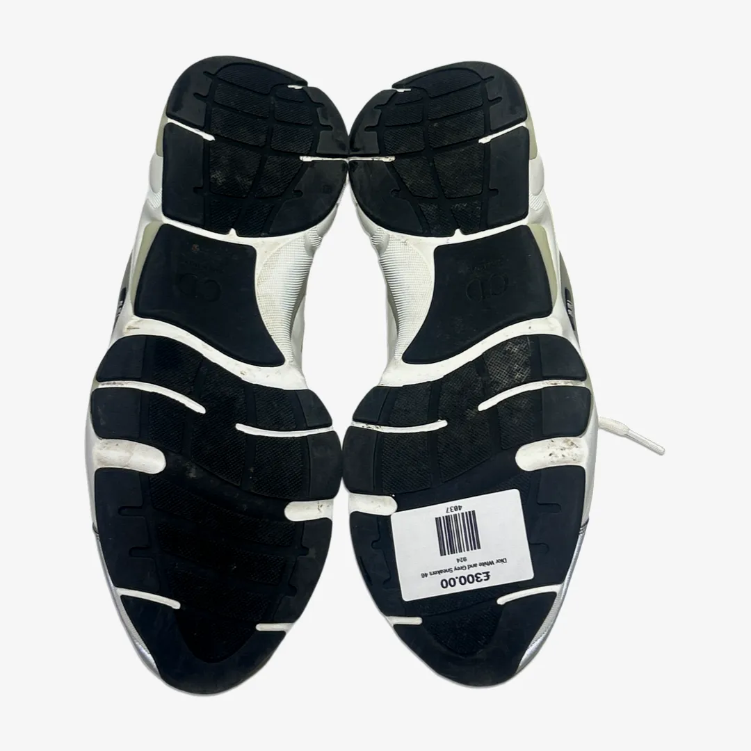 Dior men's B22 white leather sneakers with grey accents