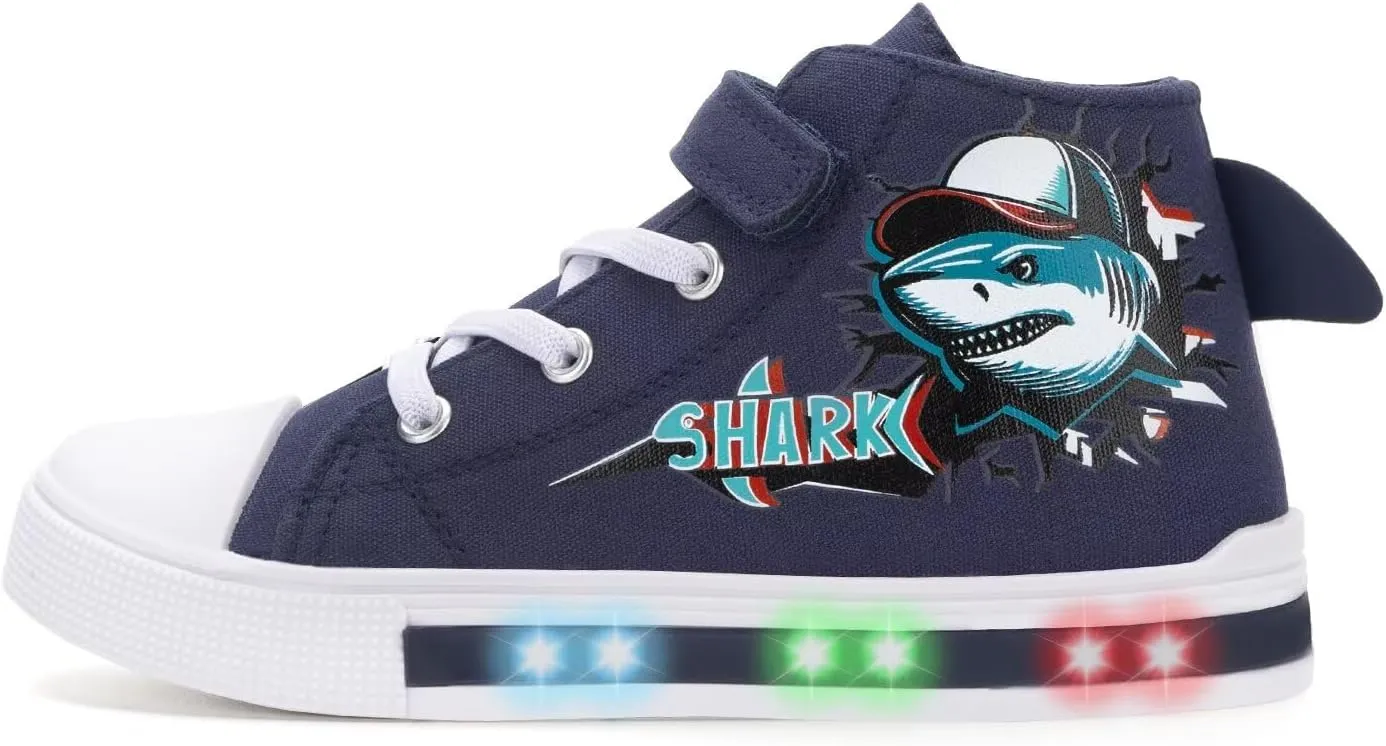 EUXTERPA Kids Toddler Sneakers Light Up Flashing Shoes Girls Boys Easy Fasten High Top Walking Canvas Sneaker