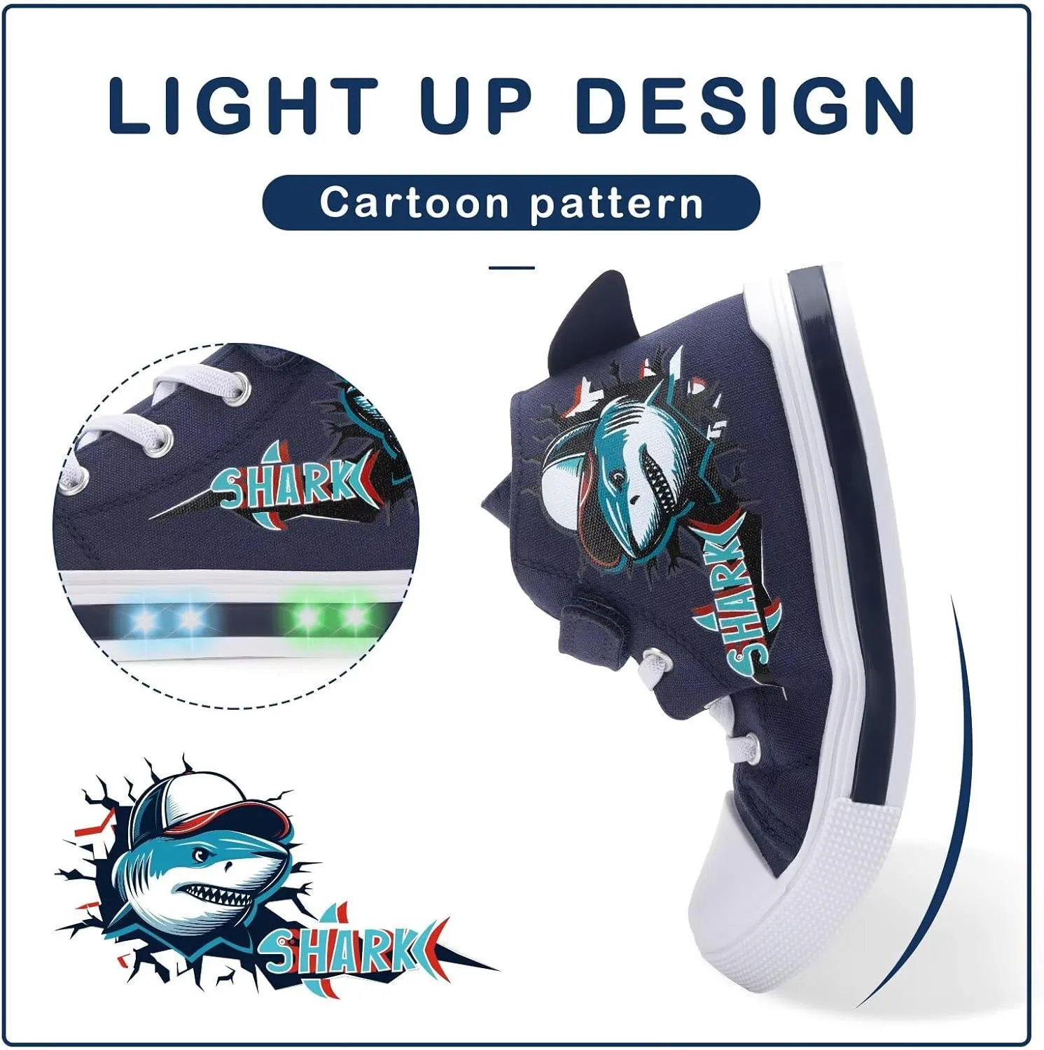 EUXTERPA Kids Toddler Sneakers Light Up Flashing Shoes Girls Boys Easy Fasten High Top Walking Canvas Sneaker