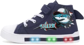 EUXTERPA Kids Toddler Sneakers Light Up Flashing Shoes Girls Boys Easy Fasten High Top Walking Canvas Sneaker