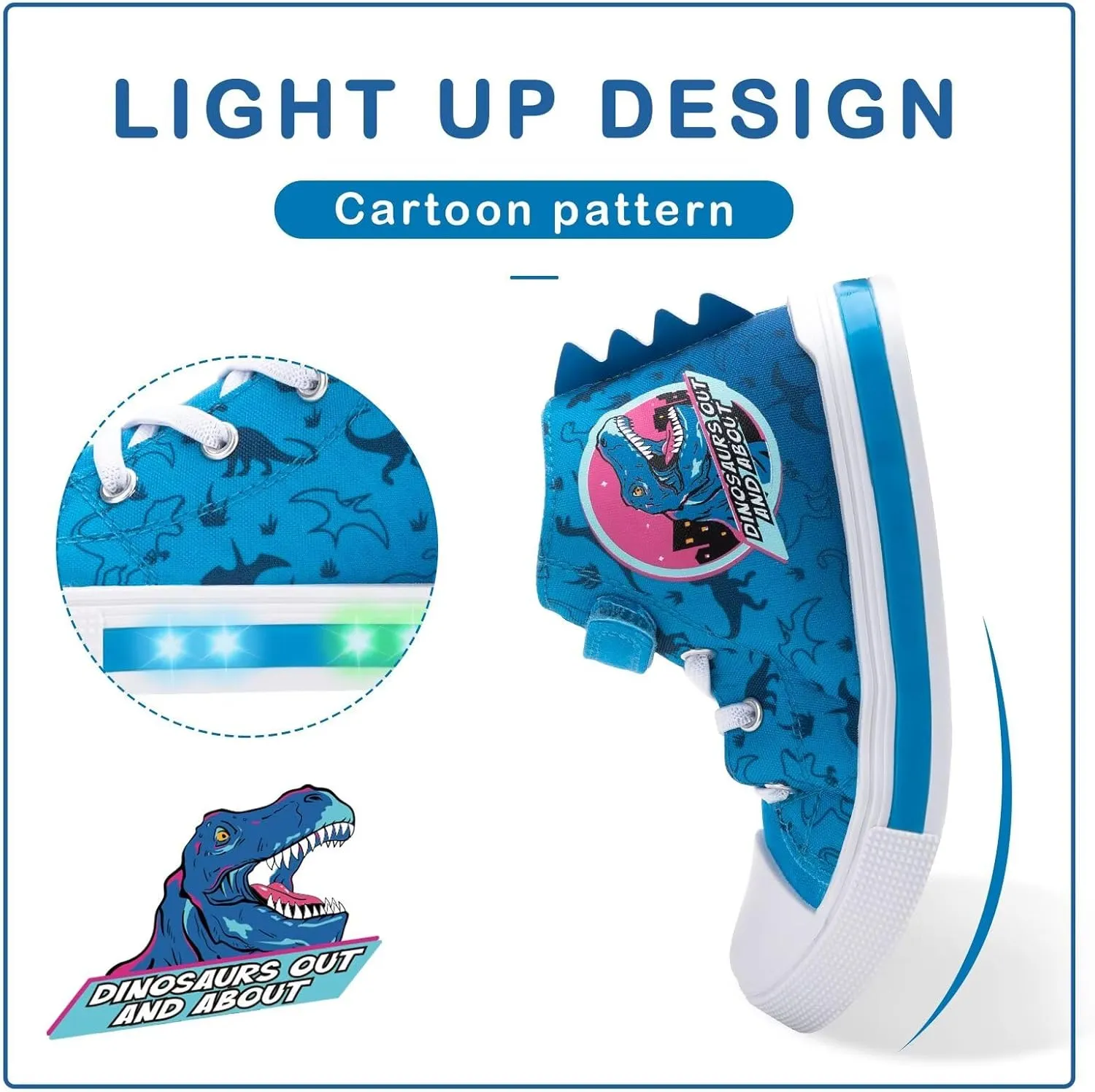 EUXTERPA Kids Toddler Sneakers Light Up Flashing Shoes Girls Boys Easy Fasten High Top Walking Canvas Sneaker