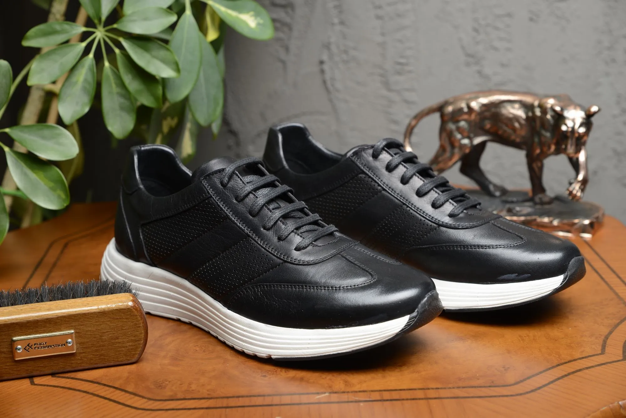 FOOT FEDERATION CITY LACE-UP SNEAKER MENS SHOE BLACK