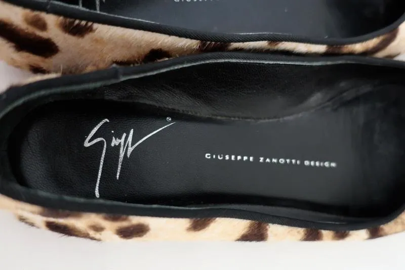 Giuseppe Zanotti Ballet Flats Leopard Print Pony Hair Size 38.5