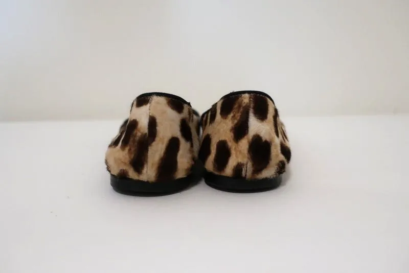 Giuseppe Zanotti Ballet Flats Leopard Print Pony Hair Size 38.5