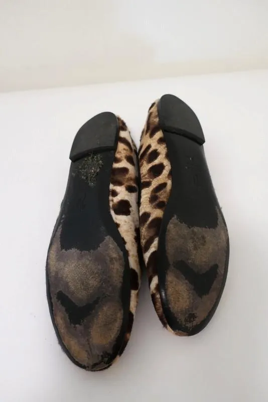 Giuseppe Zanotti Ballet Flats Leopard Print Pony Hair Size 38.5