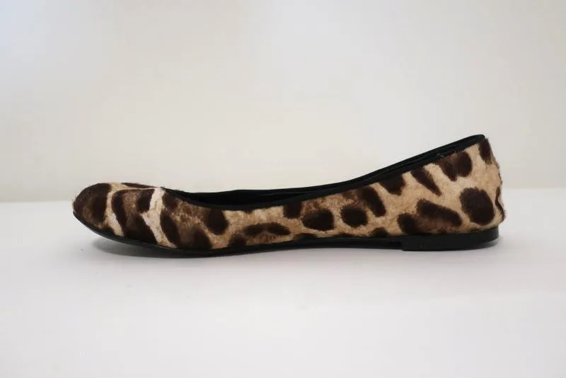 Giuseppe Zanotti Ballet Flats Leopard Print Pony Hair Size 38.5