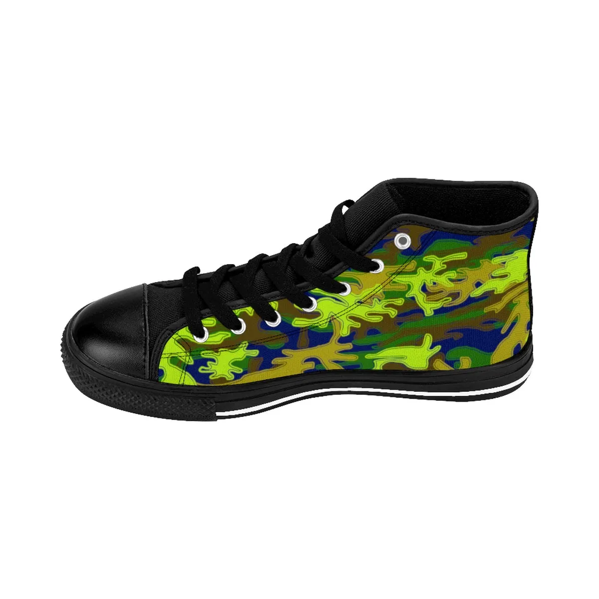 Green Camo Men's Sneakers, Navy Blue Camouflage Army Military High-top Sneakers Tennis Shoes