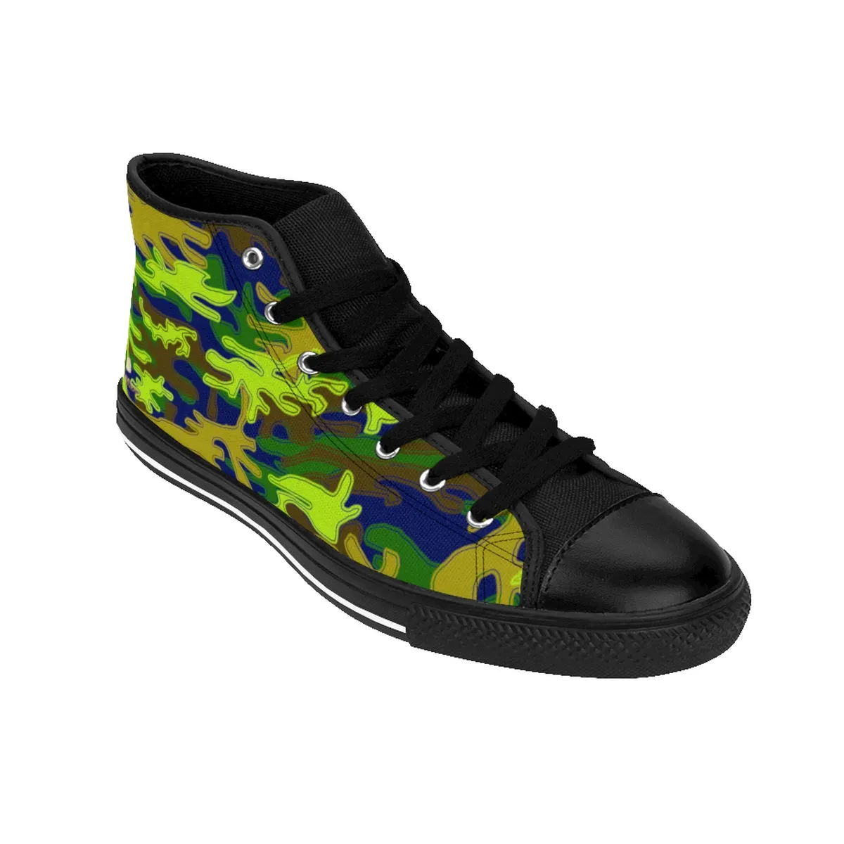 Green Camo Men's Sneakers, Navy Blue Camouflage Army Military High-top Sneakers Tennis Shoes