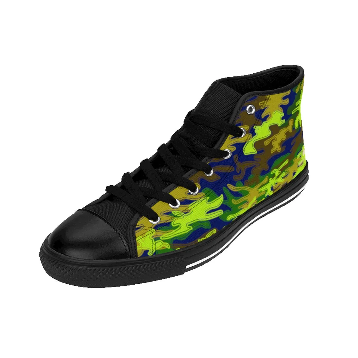 Green Camo Men's Sneakers, Navy Blue Camouflage Army Military High-top Sneakers Tennis Shoes