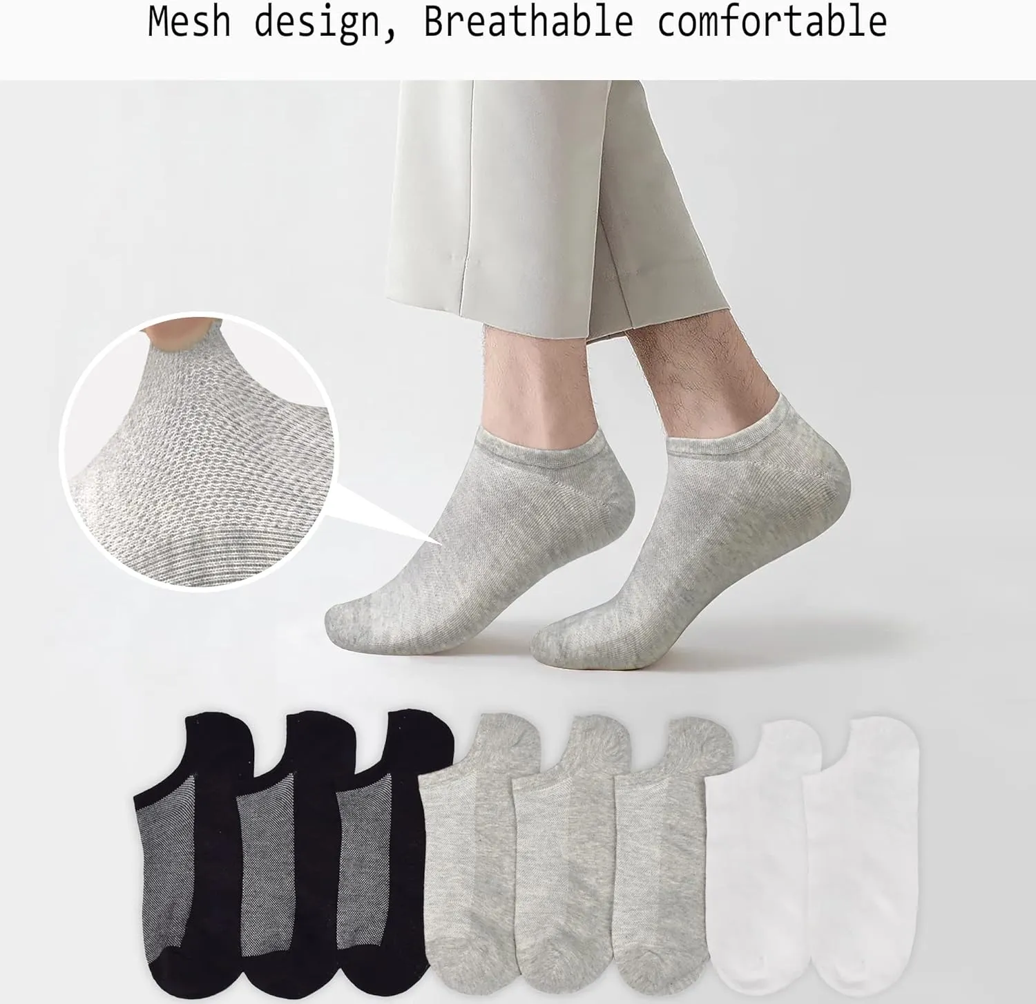GRPSKCOS No Show Socks Men, 8 Pairs Low Cut Ankle Socks, Men Short Socks Casual Cotton Socks