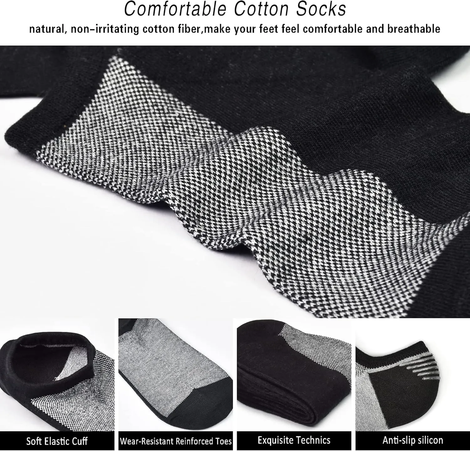 GRPSKCOS No Show Socks Men, 8 Pairs Low Cut Ankle Socks, Men Short Socks Casual Cotton Socks