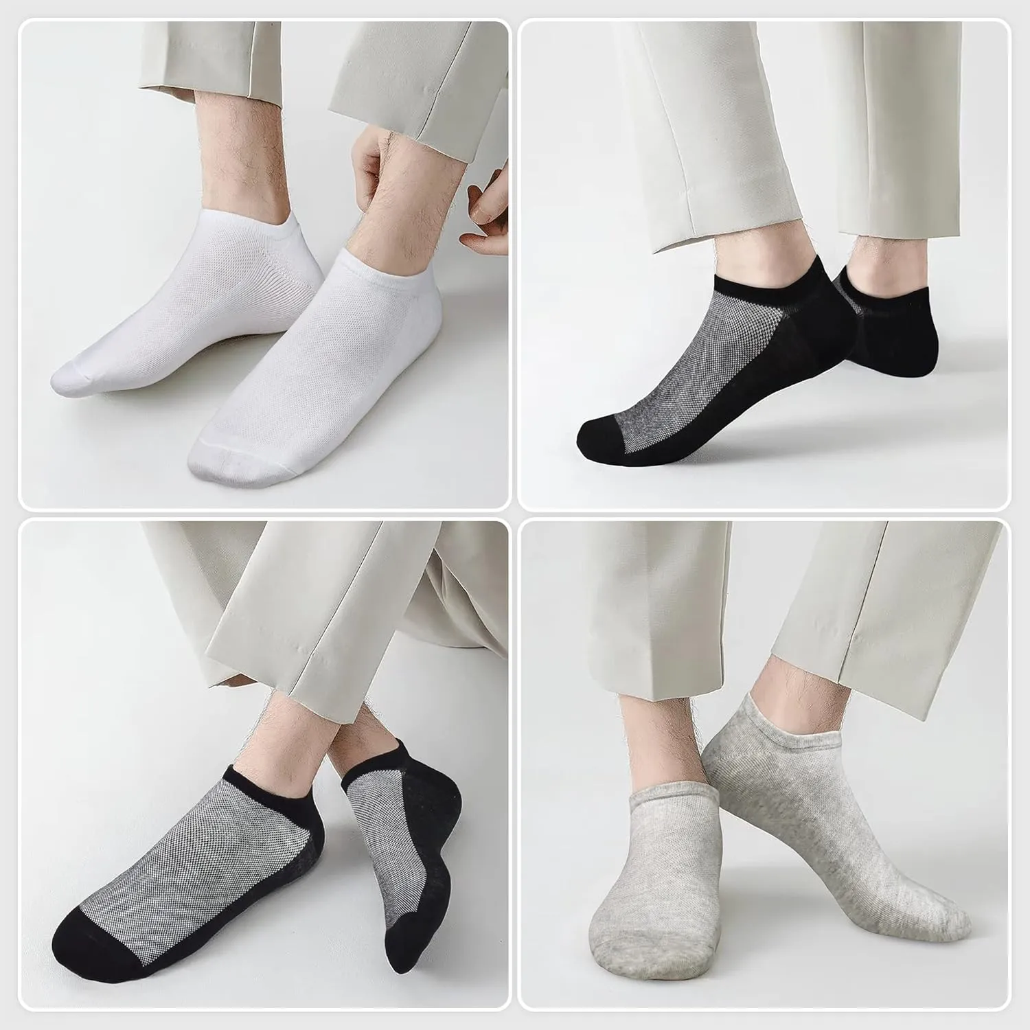GRPSKCOS No Show Socks Men, 8 Pairs Low Cut Ankle Socks, Men Short Socks Casual Cotton Socks