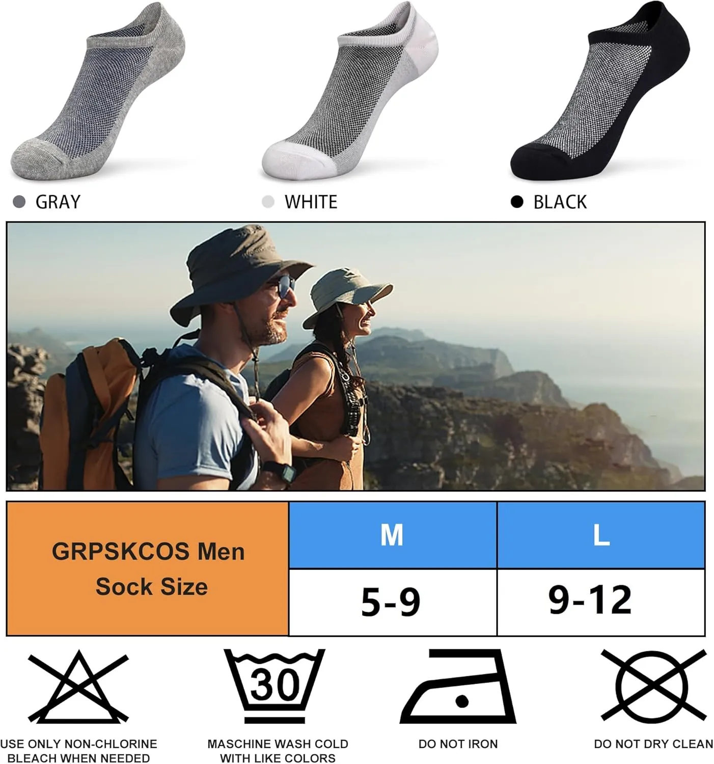 GRPSKCOS No Show Socks Men, 8 Pairs Low Cut Ankle Socks, Men Short Socks Casual Cotton Socks