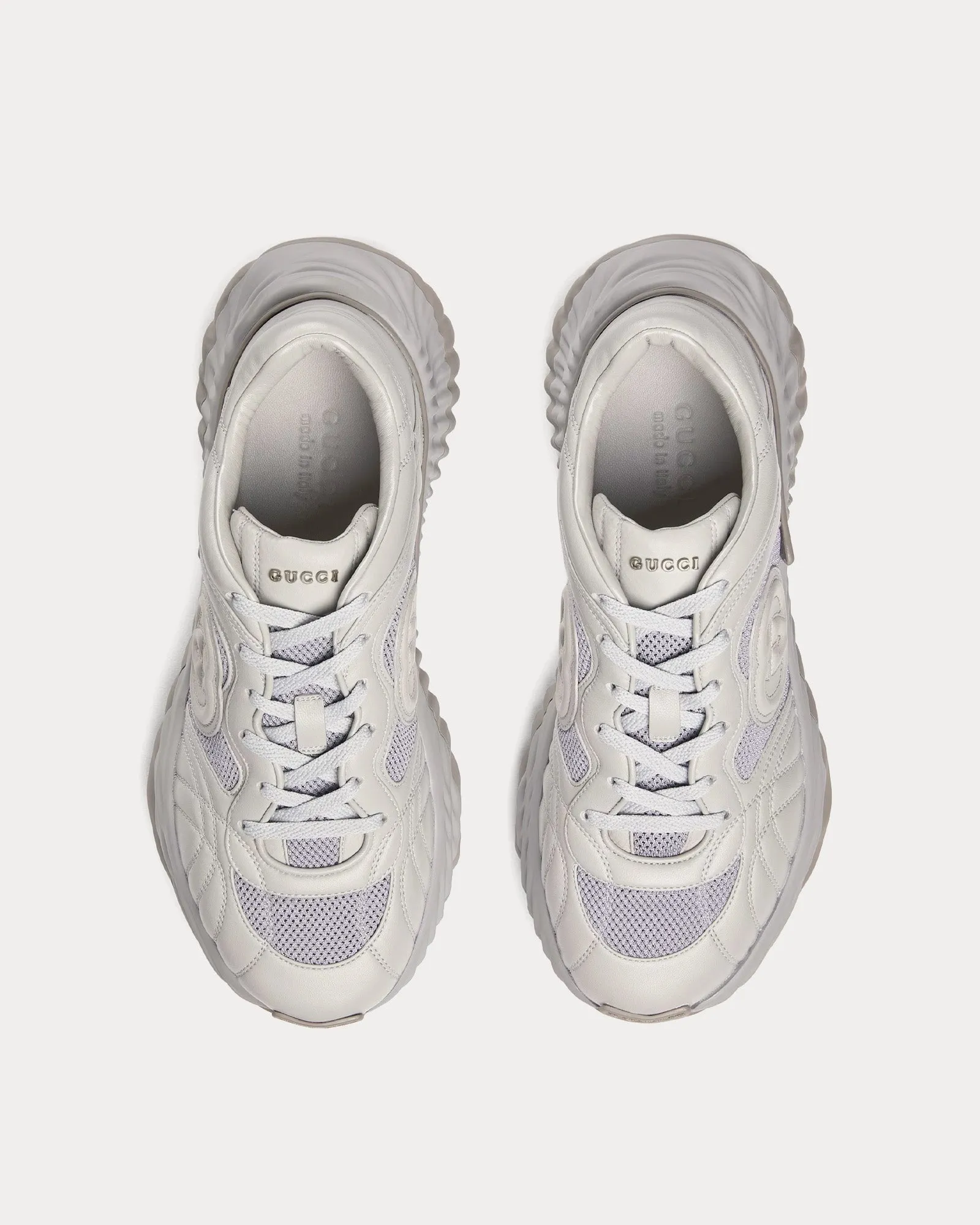 Interlocking G Leather Grey Low Top Sneakers