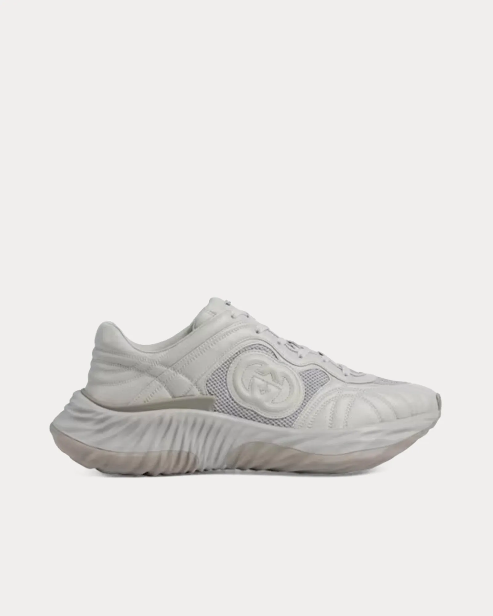 Interlocking G Leather Grey Low Top Sneakers