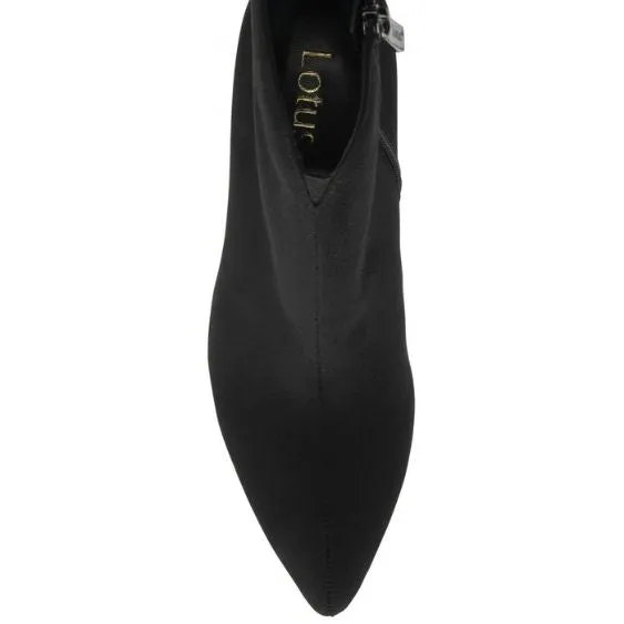 Lotus Lori Black Diamante Heeled Boots