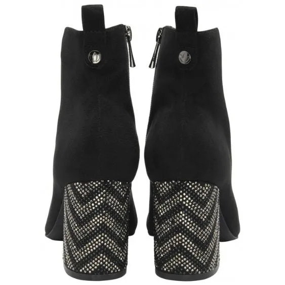 Lotus Lori Black Diamante Heeled Boots