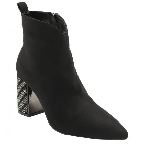 Lotus Lori Black Diamante Heeled Boots