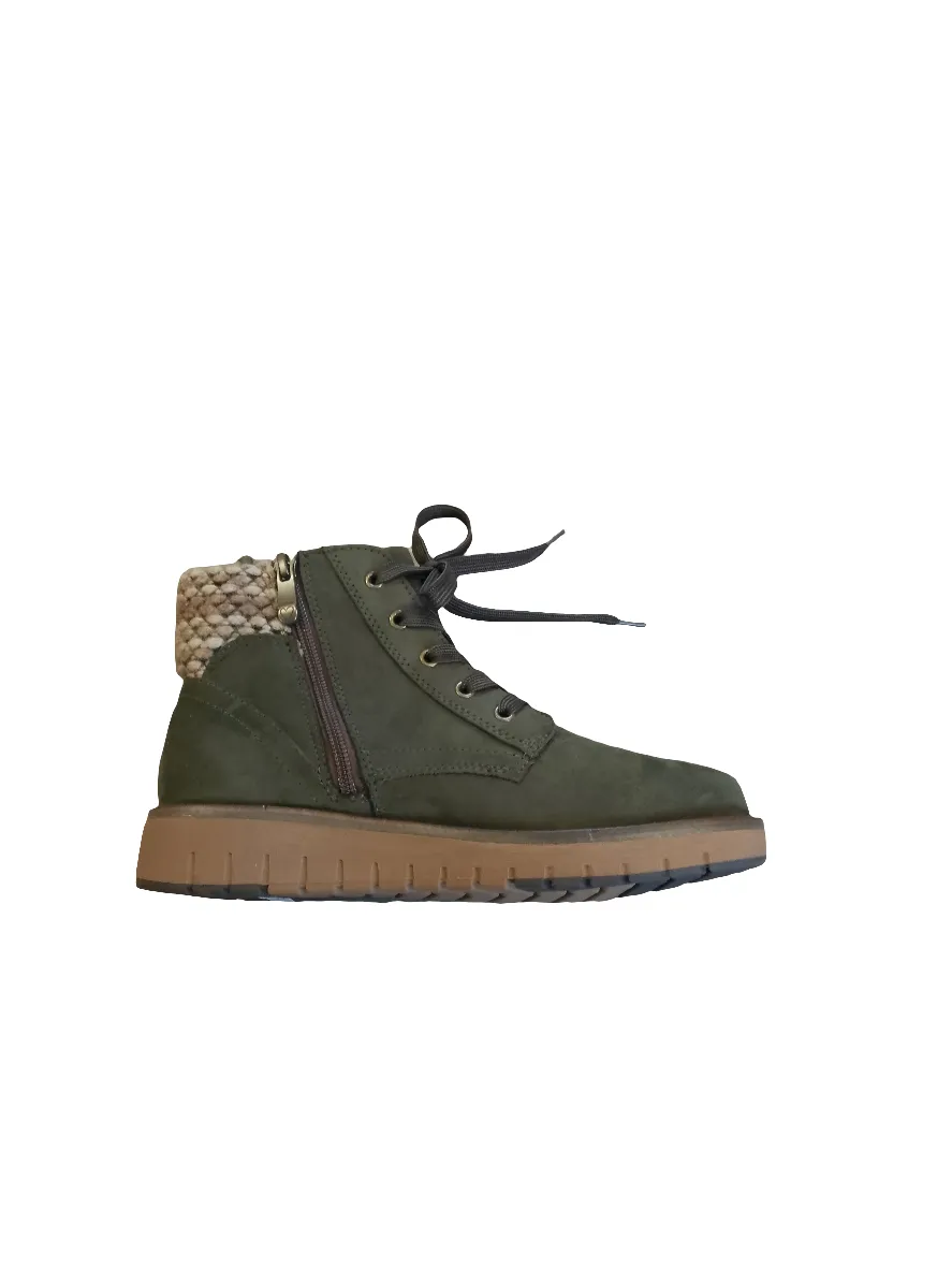 Marco Tozzi Lace-Up Ankle Boot with Zip (25228) in Khaki