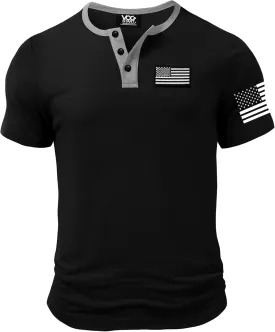Men's Patriotic Henley Shirts Distressed American Flag 1776 Vintage Muscle T-Shirts (S-3XL)