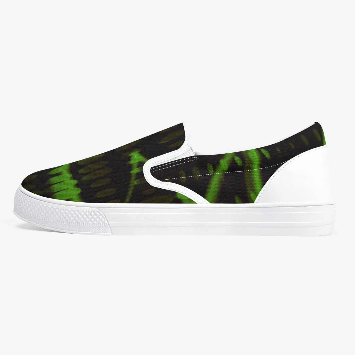 Officially Sexy Green Laser Classic Slip-On Shoes - White/Black