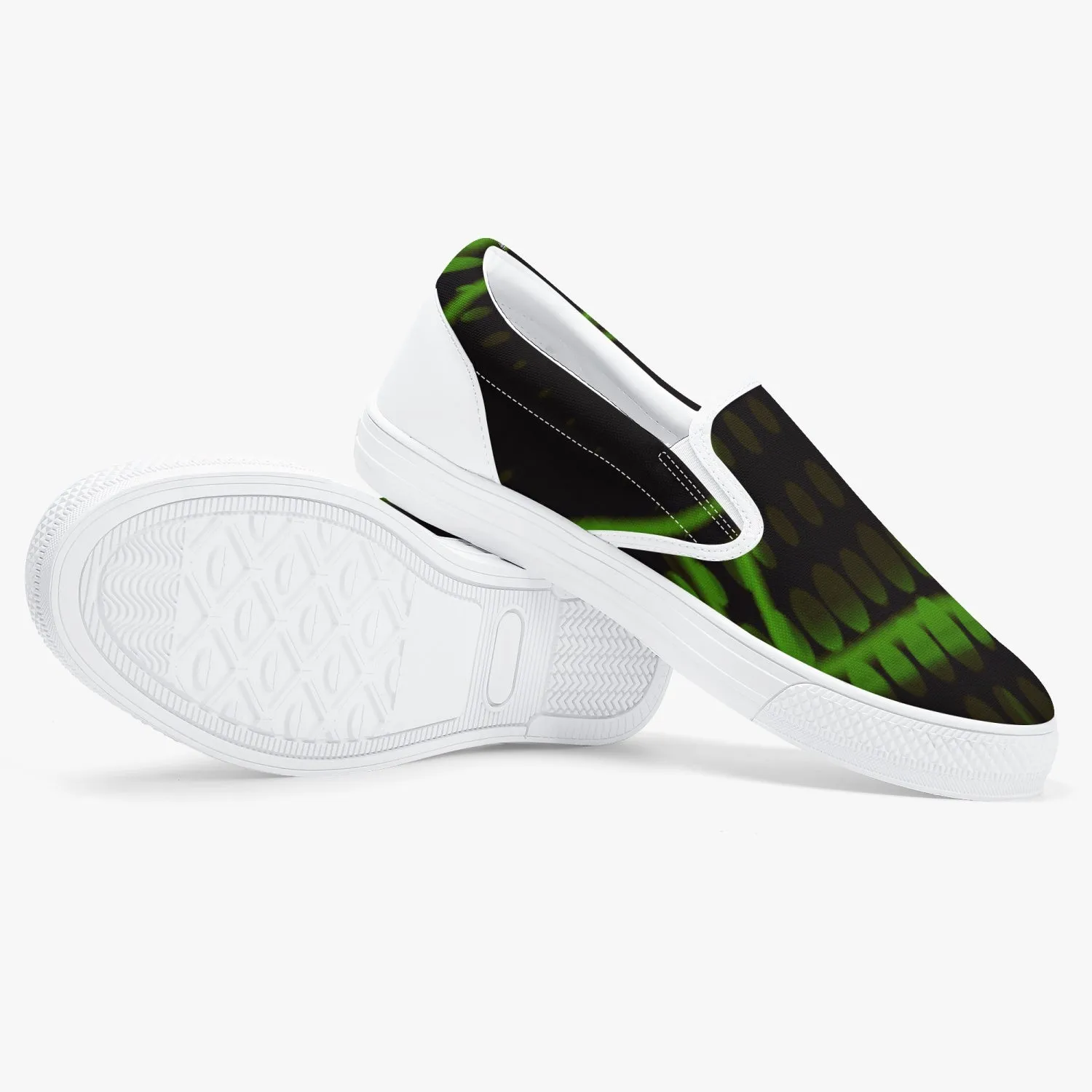 Officially Sexy Green Laser Classic Slip-On Shoes - White/Black