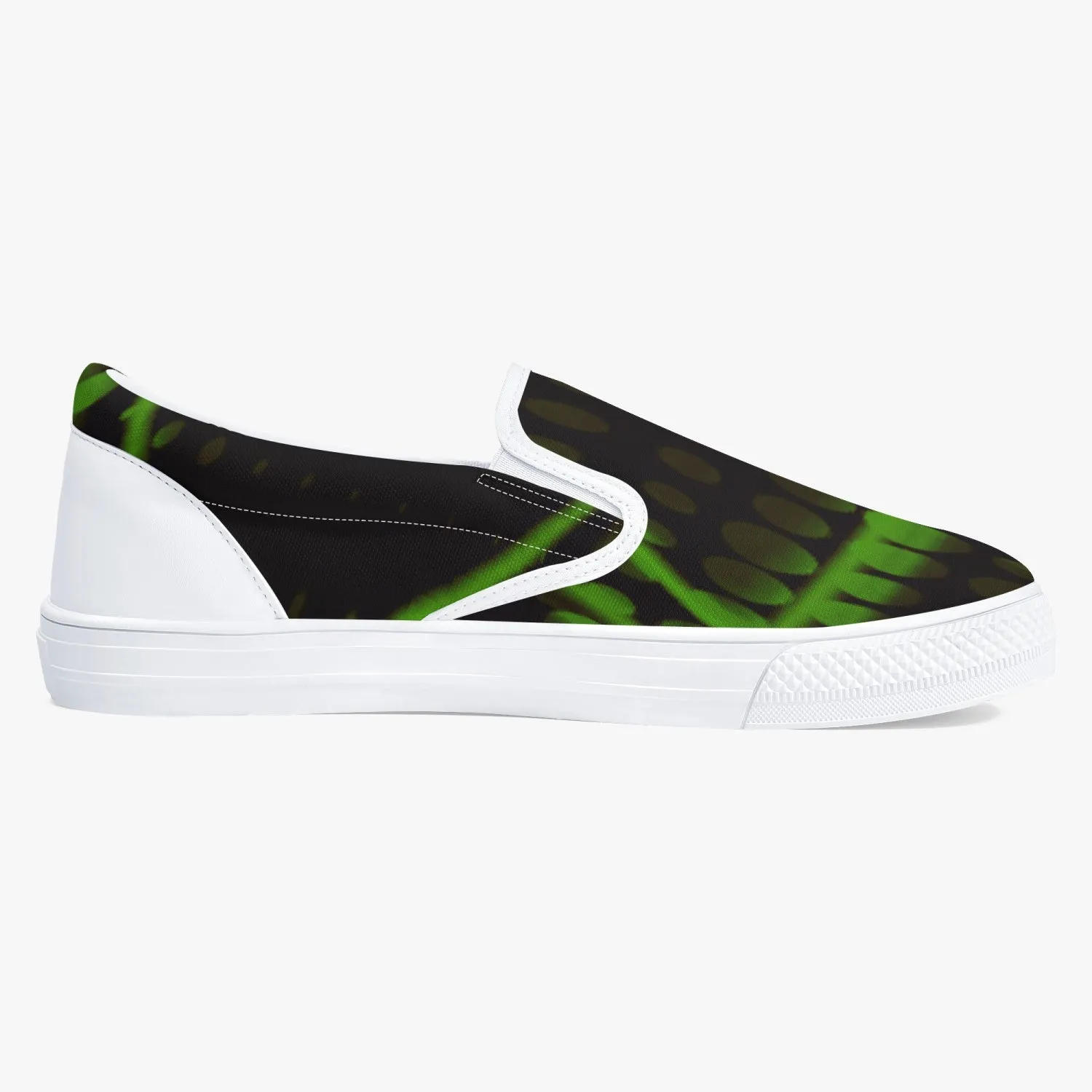Officially Sexy Green Laser Classic Slip-On Shoes - White/Black