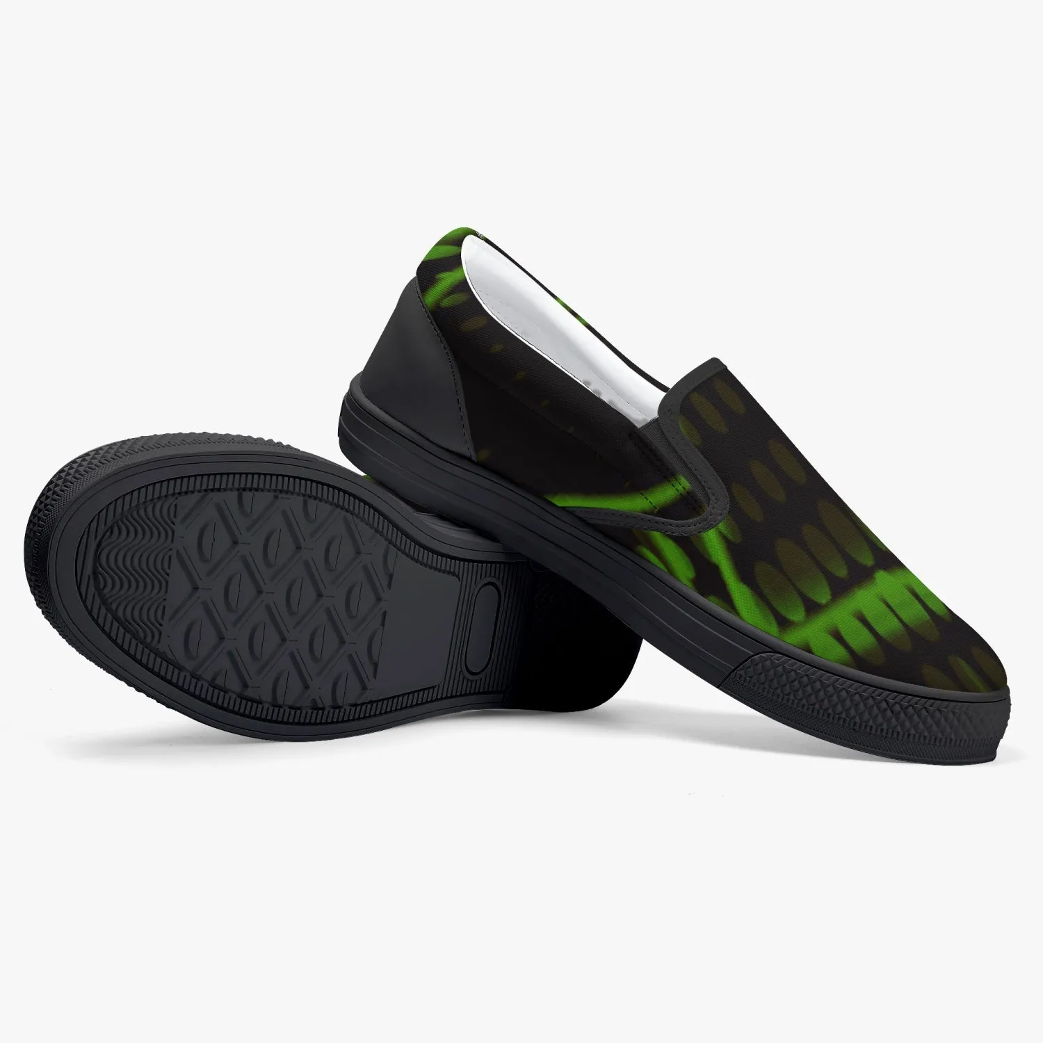 Officially Sexy Green Laser Classic Slip-On Shoes - White/Black