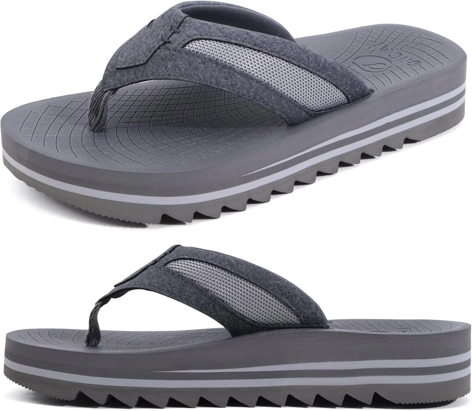 ONCAI Men's Flip Flops with Arch Support Orthotic Cushion Recovery Walking Slide Sandals for Men with Platform Summer Comfortable Soft Rubber Soles??US Size 7-15??