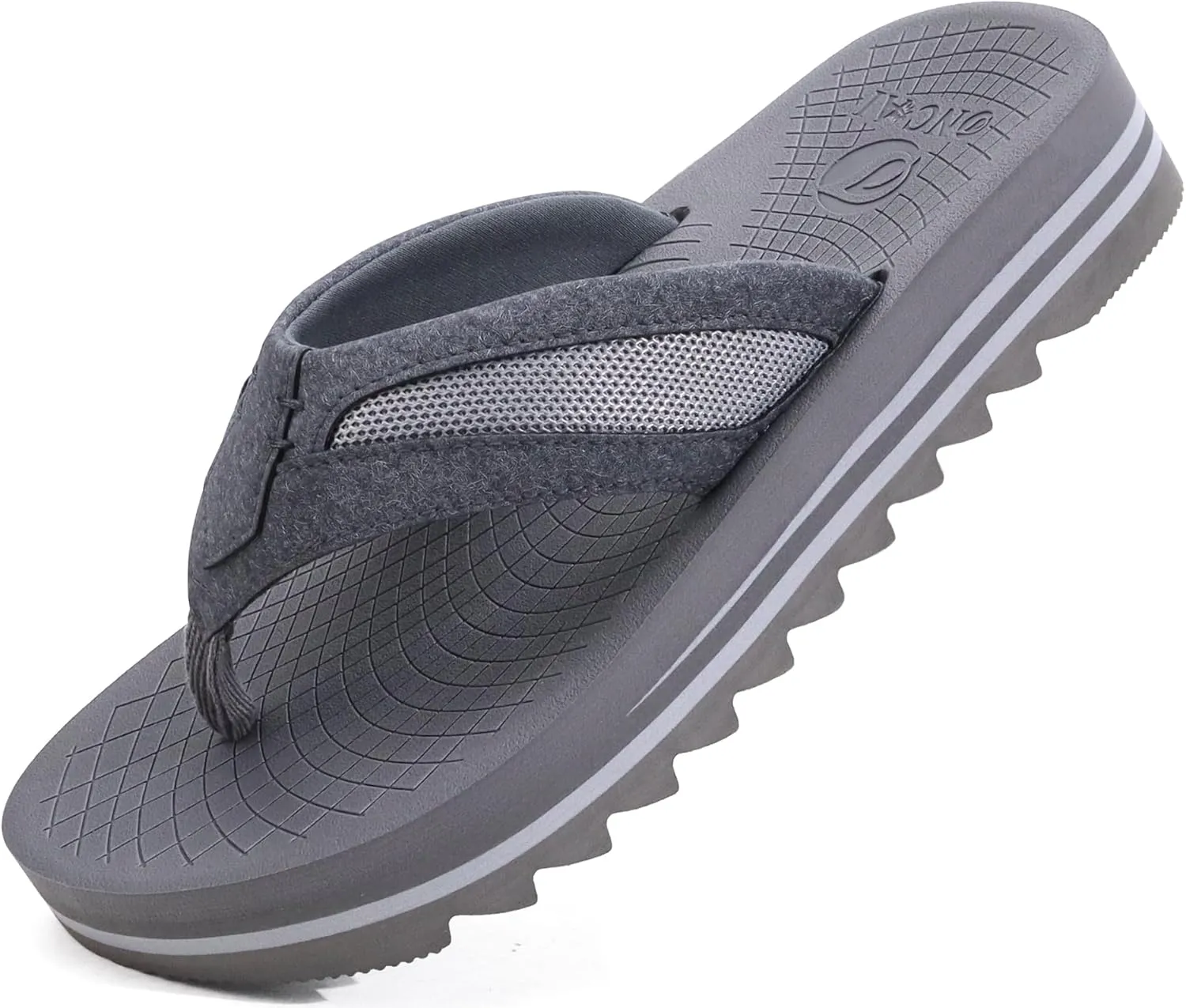 ONCAI Men's Flip Flops with Arch Support Orthotic Cushion Recovery Walking Slide Sandals for Men with Platform Summer Comfortable Soft Rubber Soles??US Size 7-15??