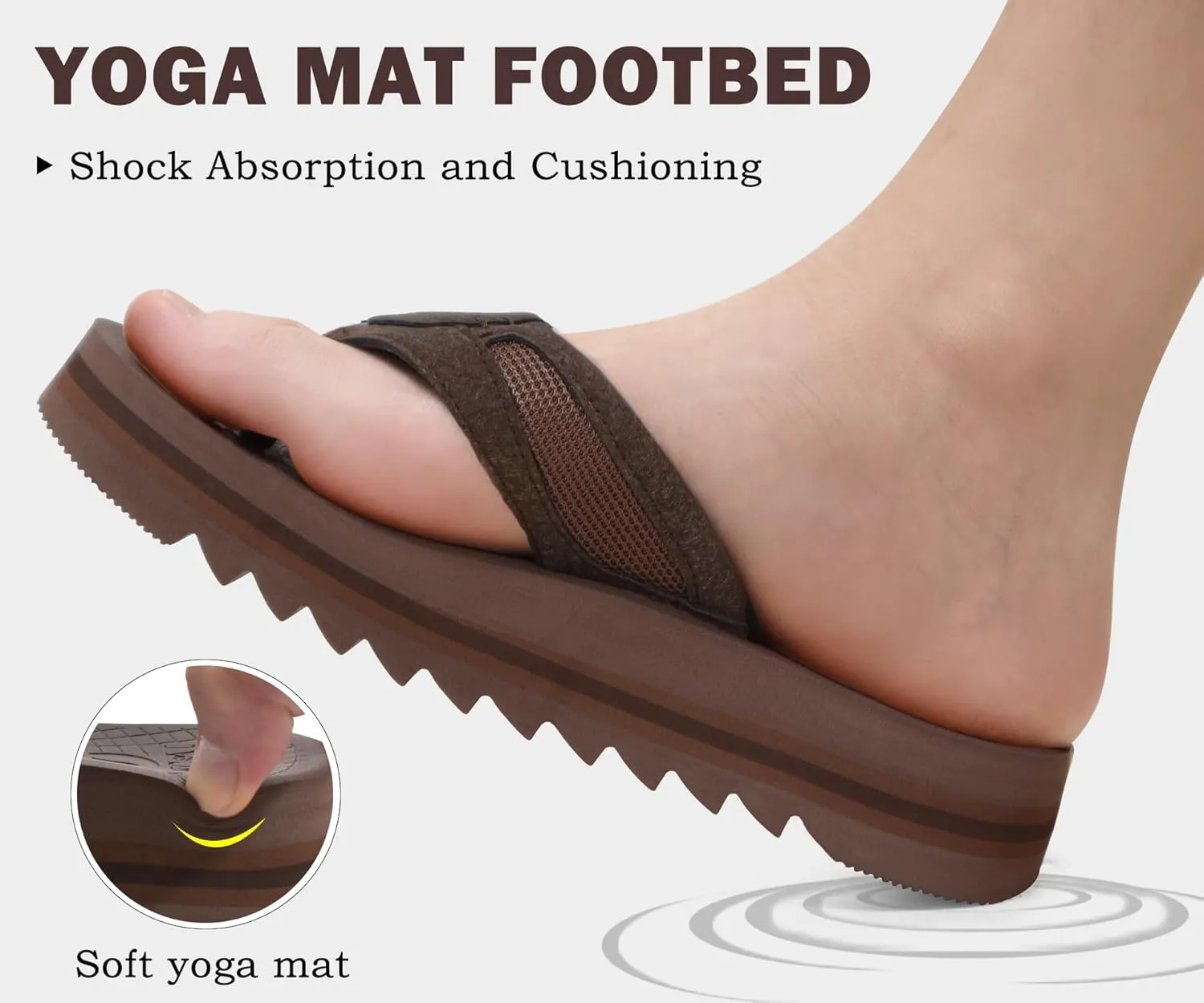 ONCAI Men's Flip Flops with Arch Support Orthotic Cushion Recovery Walking Slide Sandals for Men with Platform Summer Comfortable Soft Rubber Soles??US Size 7-15??