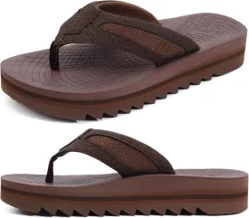 ONCAI Men's Flip Flops with Arch Support Orthotic Cushion Recovery Walking Slide Sandals for Men with Platform Summer Comfortable Soft Rubber Soles??US Size 7-15??