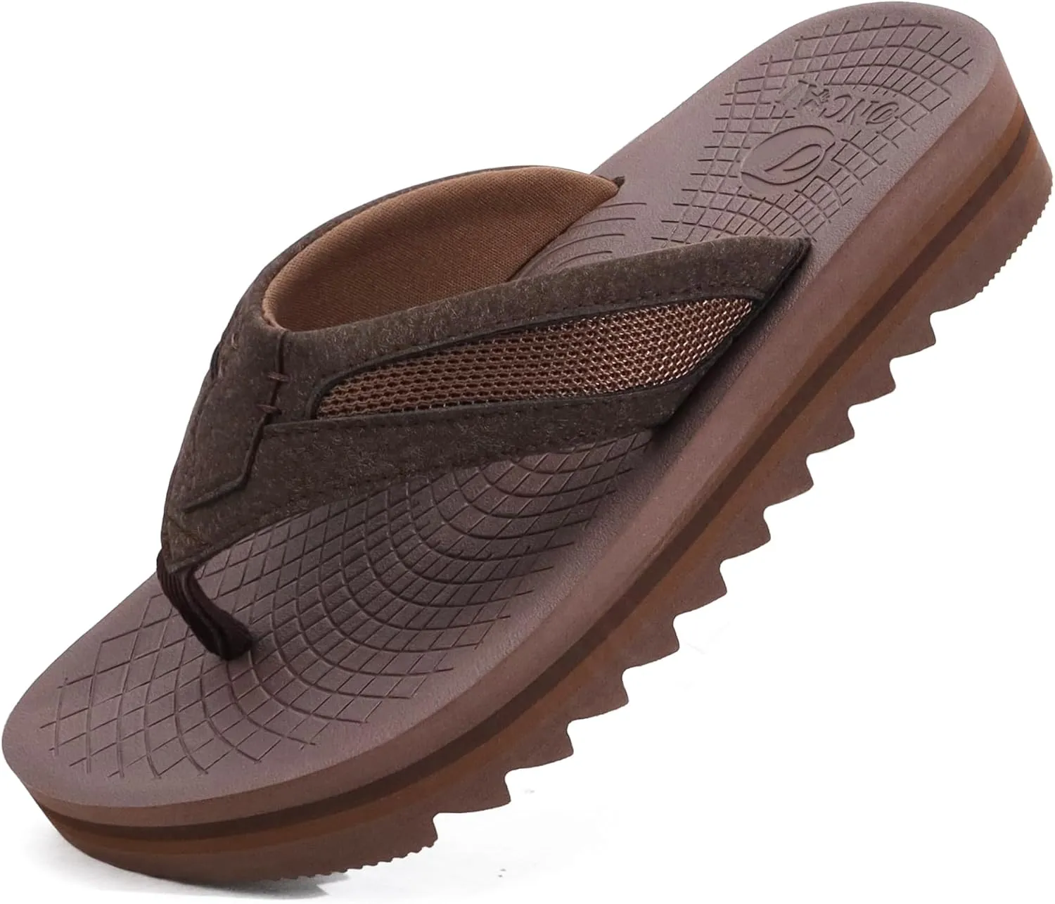 ONCAI Men's Flip Flops with Arch Support Orthotic Cushion Recovery Walking Slide Sandals for Men with Platform Summer Comfortable Soft Rubber Soles??US Size 7-15??