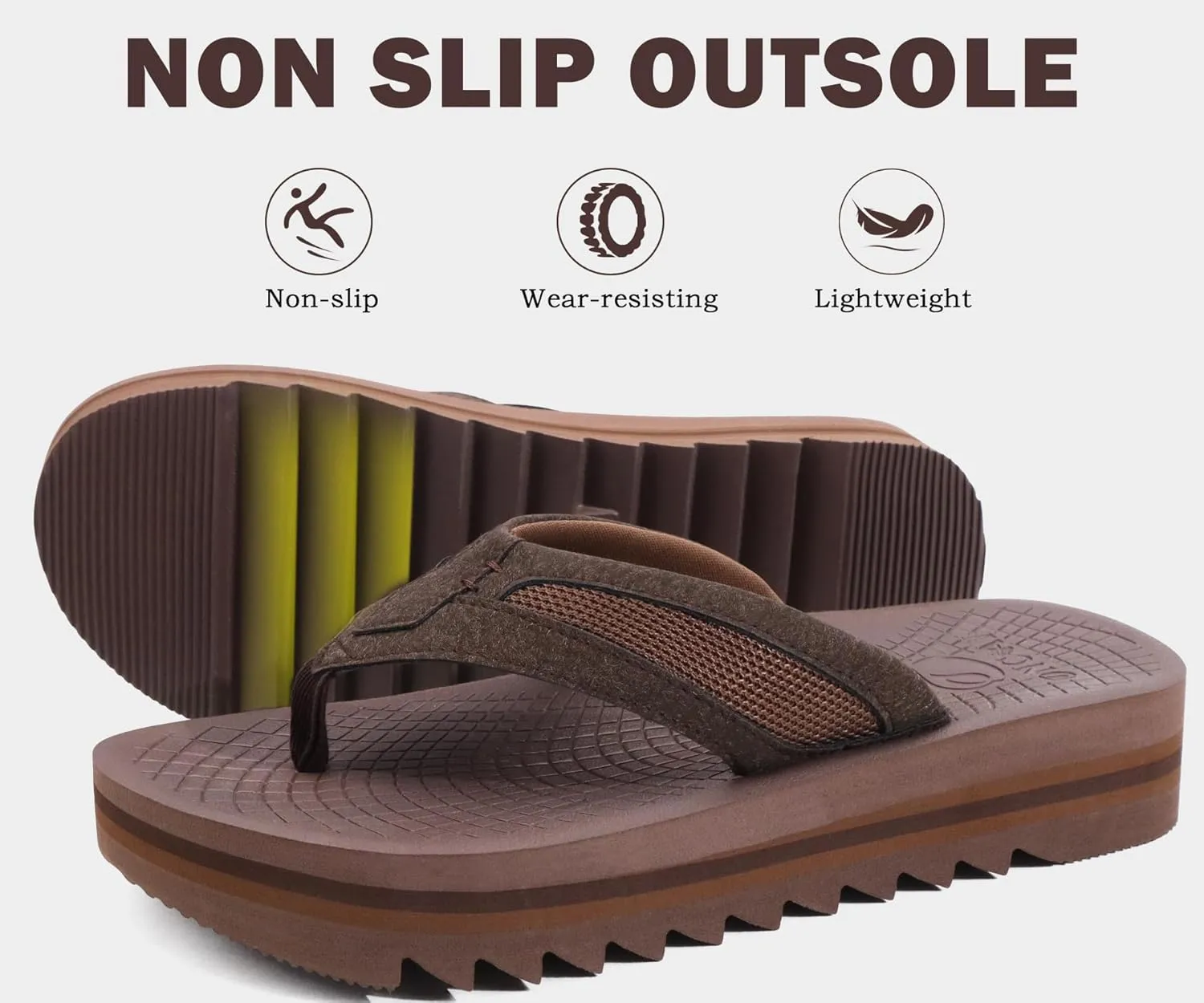 ONCAI Men's Flip Flops with Arch Support Orthotic Cushion Recovery Walking Slide Sandals for Men with Platform Summer Comfortable Soft Rubber Soles??US Size 7-15??