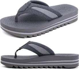 ONCAI Men's Flip Flops with Arch Support Orthotic Cushion Recovery Walking Slide Sandals for Men with Platform Summer Comfortable Soft Rubber Soles??US Size 7-15??