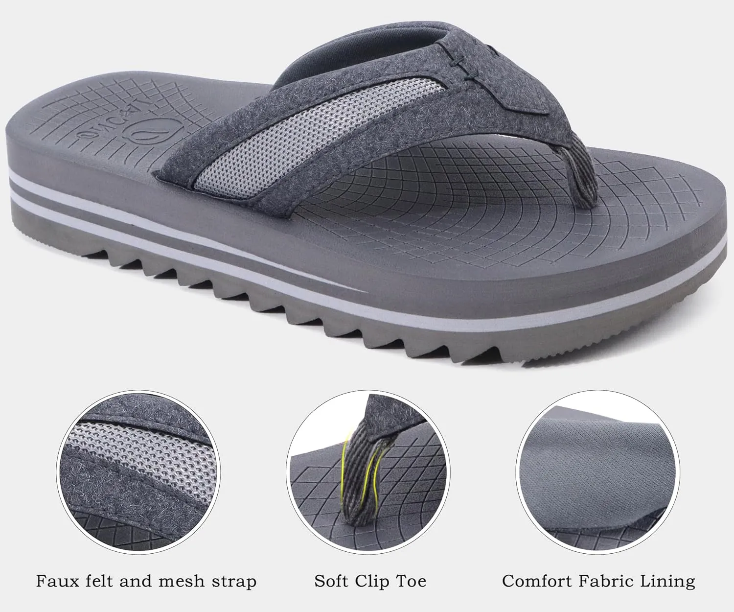 ONCAI Men's Flip Flops with Arch Support Orthotic Cushion Recovery Walking Slide Sandals for Men with Platform Summer Comfortable Soft Rubber Soles??US Size 7-15??