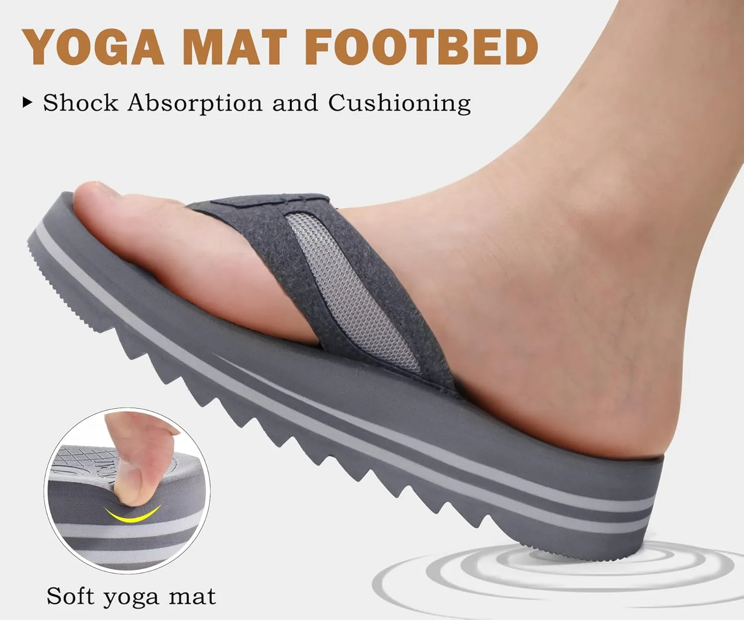 ONCAI Men's Flip Flops with Arch Support Orthotic Cushion Recovery Walking Slide Sandals for Men with Platform Summer Comfortable Soft Rubber Soles??US Size 7-15??